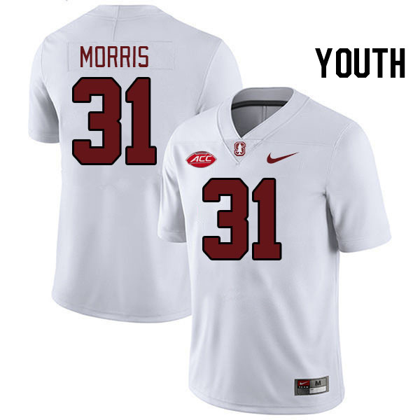 Youth #31 Aaron Morris Stanford Cardinal 2024 ACC Conference College Football Jerseys Stitched-White